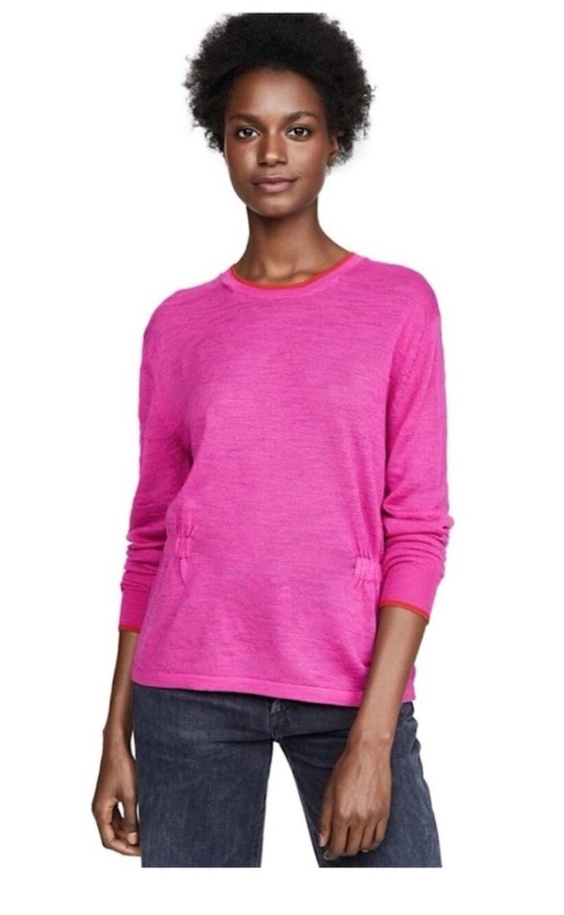 Veronica Beard Charlene 100% Merino Wool Crewneck Sweater Women's Small Pink NWT